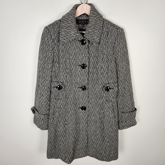 Vintage Giacca Tweed Wool Blend Long Pea Coat Day Coat Academia Preppy EUC #0136 - Picture 1 of 13